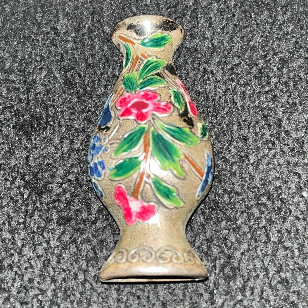 Coro Sterling Signed Floral Ceramic Vase with Multicolor Design
